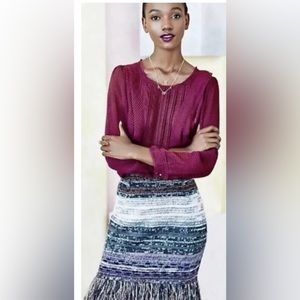 Anthropologie  HD in Paris Thistleberry Purple Front Ruffle Long Sleeve Top